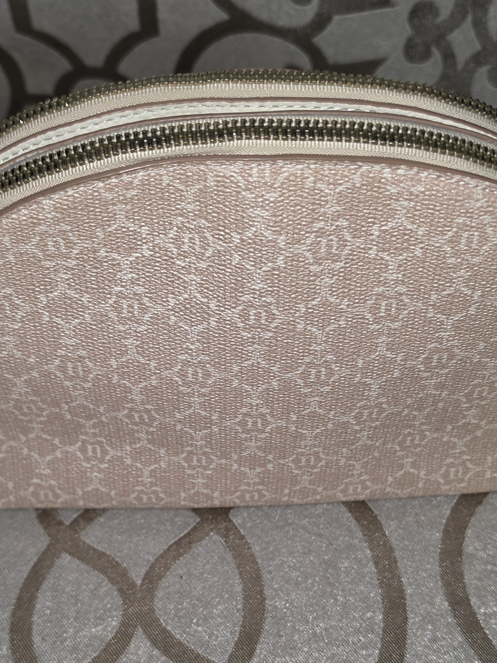 Nanette Lepore Blush Pink And Tan Patterned Dome Crossbody with Gold Accents - Picture 5 of 11